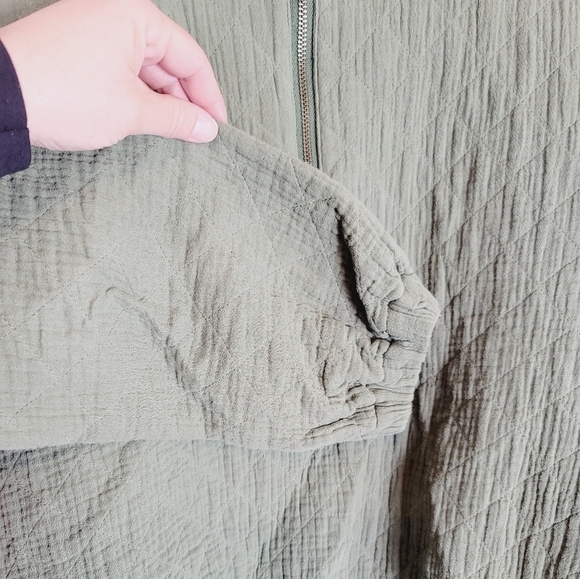 MADEWELL Diamond Jacquard Half-Zip Pullover Top in Khaki Green, SZ SMALL - Picture 5 of 12